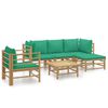 vidaXL Set Salotto da Giardino 6pz con Cuscini Verdi Bamb&ugrave;