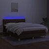 vidaXL Letto a Molle Materasso e LED Marrone Scuro 140x200 cm Tessuto