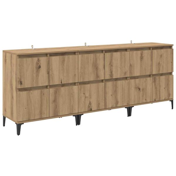vidaXL Sideboards 3 pcs Rovere artigianale 60 x 35 x 70 cm