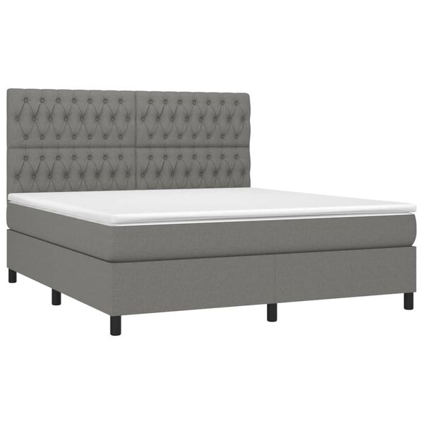 vidaXL Letto a Molle Materasso e LED Grigio Scuro 180x200cm in Tessuto