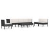 vidaXL Set Divani da Giardino 9 pz con Cuscini in Polyrattan Nero