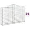 vidaXL Cesti Gabbioni ad Arco 4 pz 200x30x120/140 cm Ferro Zincato