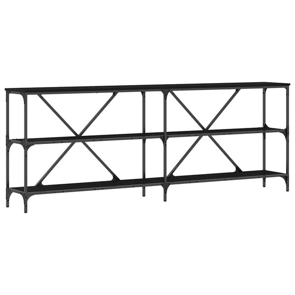 vidaXL Tavolo consolle Rovere Nero 200 x 30 x 75 cm Legno multistrato