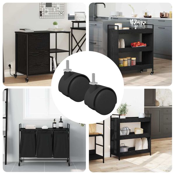 vidaXL Ruote 2 pcs Nero 40,1 x 40,1 x 37,8 mm PP e Ferro