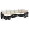 vidaXL Set Divano da Giardino 7 pz Nero e Bianco Crema polyrattan