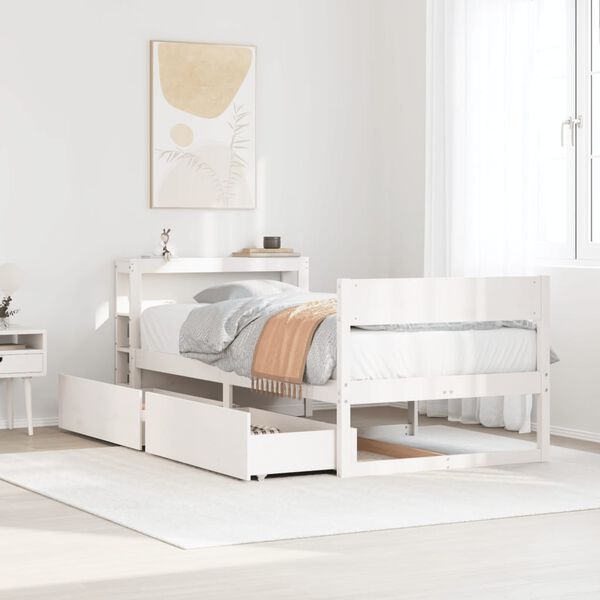 vidaXL Letto senza Materasso Bianco 75x190 in Legno Massello di Pino