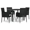 vidaXL Set da Pranzo da Giardino 5 pz Nero con Cuscini in Polyrattan