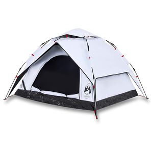 vidaXL Tenda 3 Persone Bianca in Tessuto Oscurante a Rilascio Rapido