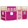 vidaXL Letto a Soppalco con Tende Bambini Rosa 90x190 cm Massello Pino