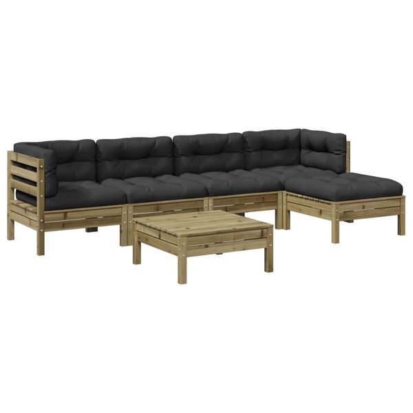 vidaXL Set Divani da Giardino 6pz con Cuscini Legno Impregnato di Pino
