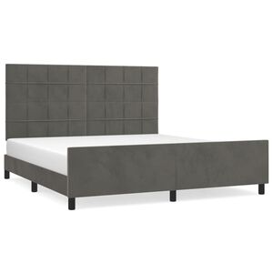 vidaXL Giroletto senza Materasso Grigio Scuro 160x200 cm Velluto