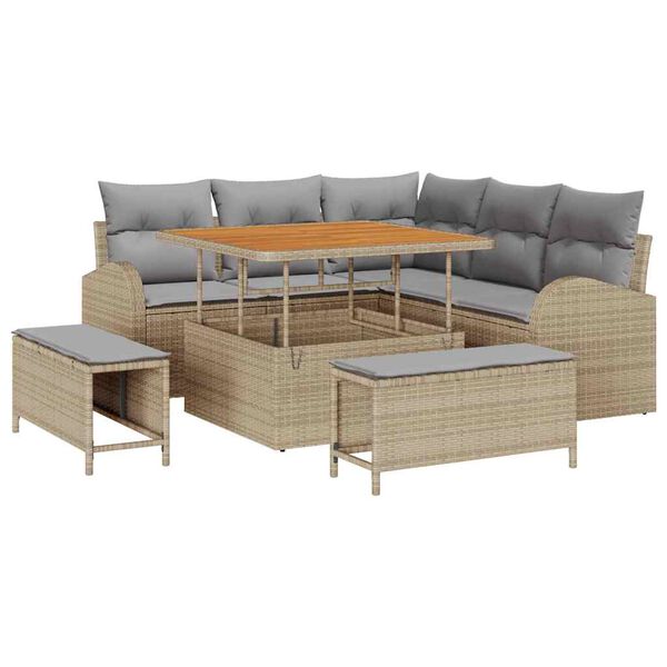 vidaXL Set Divano da Giardino con cuscino 8 pcs Beige e Grigio Chiaro