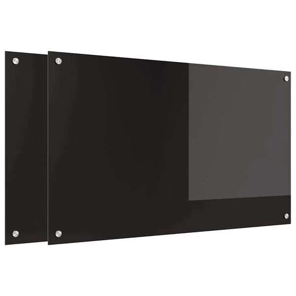 vidaXL Rivestimento da Cucina 2 pcs Nero 100 x 60 cm vetro temperato