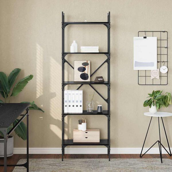 vidaXL Libreria Rovere Nero 56 x 32 x 174 cm Legno multistrato