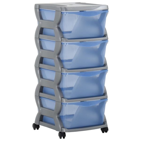 vidaXL Cassettiera con Ruote 36x40x80 cm Grigio e Blu