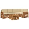 vidaXL Set divani 6 pcs Naturale e Beige Legno di Acacia Massello