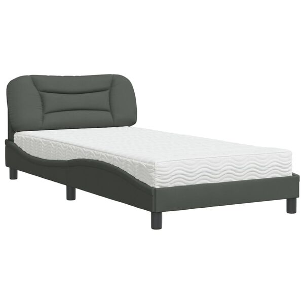 vidaXL Letto con Materasso Hvar Grigio Scuro 100x200 cm in Tessuto