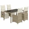 vidaXL Set Bistr&ograve; da Giardino 5 pz con Cuscini in Polyrattan Marrone