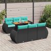vidaXL Set Divani da Giardino con Cuscini 7pz Nero Polyrattan