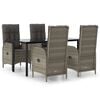 vidaXL Set da Pranzo Giardino 5pz Nero e Grigio con Cuscini Polyrattan