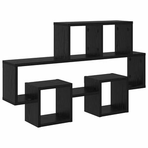 vidaXL Scaffale da parete con lo scaffale Rovere nero 82 x 15 x 51 cm