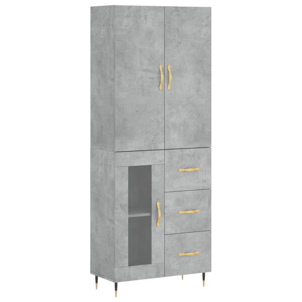 vidaXL Credenza Grigio Cemento 69,5x34x180 cm in Legno Multistrato