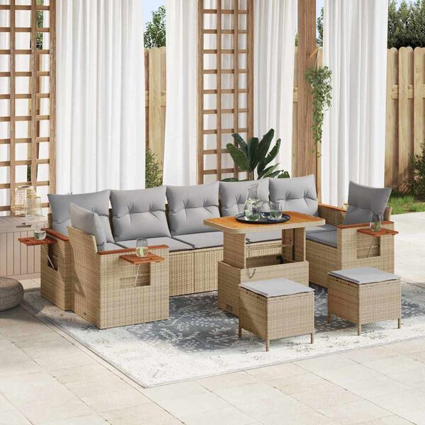 vidaXL Set Divano da Giardino 13 pcs Beige e Grigio Chiaro polyrattan