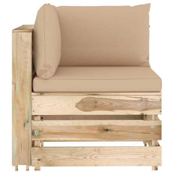 vidaXL Set Salotto da Giardino con Cuscini 8 pz Legno Impregnato Verde