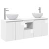 vidaXL Set di Armadi da Bagno 3 pz Bianco Lucido 129 x 41 x 80 cm