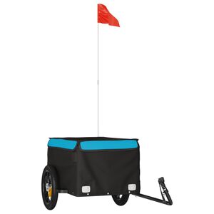 vidaXL Rimorchio da Bici Nero e Blu 30 kg in Ferro