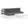 vidaXL Set Divani da Giardino 5pz con Cuscini in Legno Massello Bianco