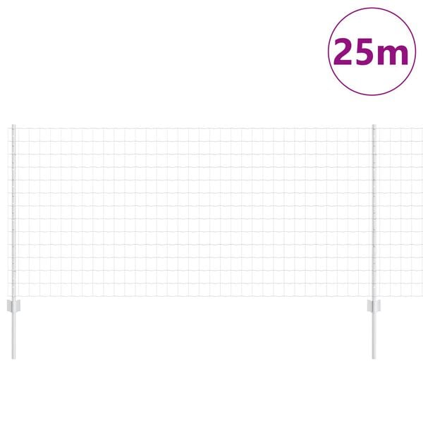 vidaXL Recinzione con Posto Argento 1 x 25 m Acciaio