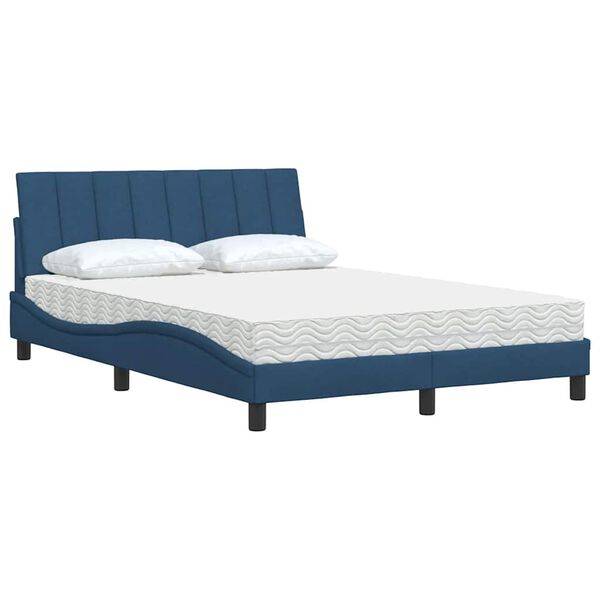 vidaXL Letto con Materasso Hanko Blu 140x190 cm in Tessuto