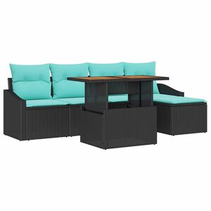 vidaXL Set Divano da Giardino 6 pz Nero e Teal polyrattan
