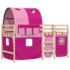 vidaXL Letto a Soppalco con Tunnel Bambini Rosa 90x190cm Massello Pino