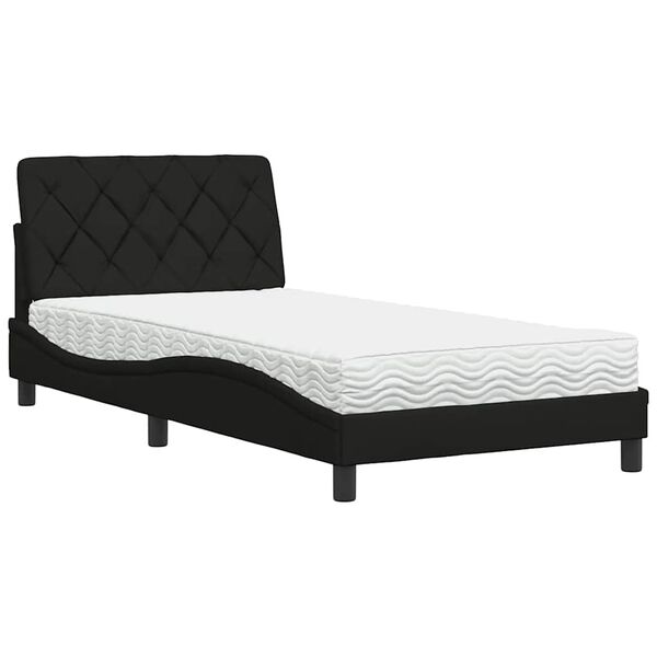 vidaXL Letto con Materasso Nero 100x200 cm in Tessuto