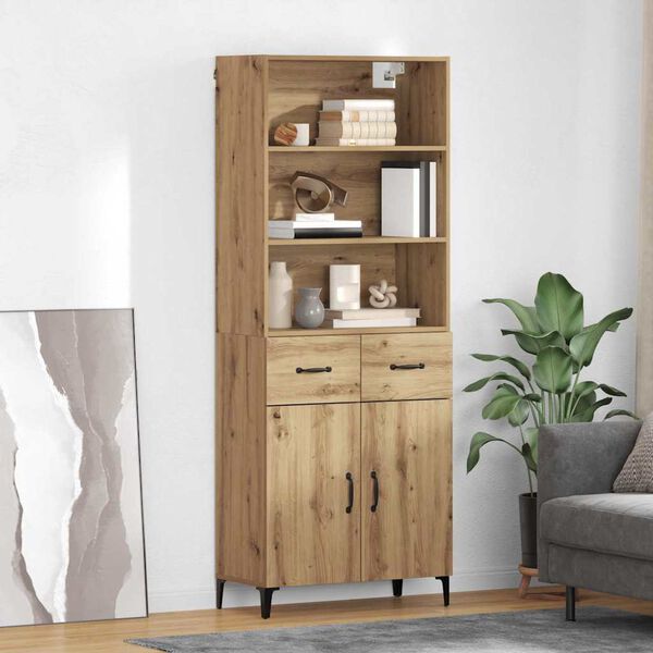 vidaXL Credenza con cassetto Rovere artigianale 69,5 x 34 x 180 cm