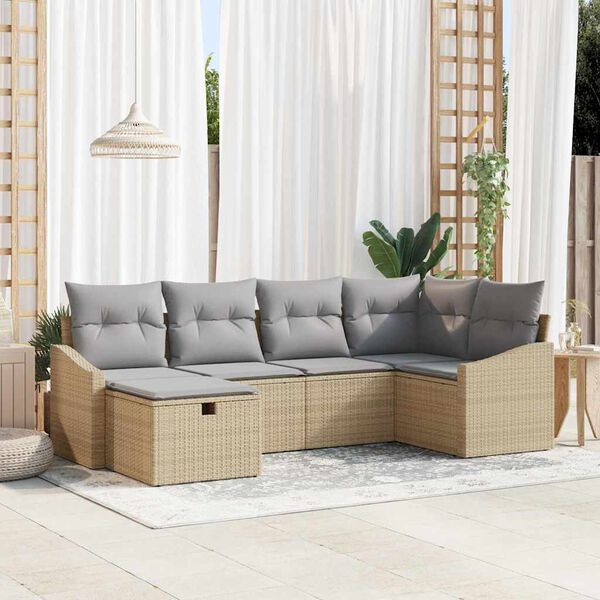 vidaXL Set di divani con cuscino 6 pcs polyrattan