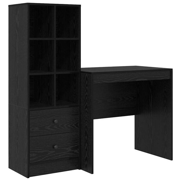 vidaXL Scrivania con cassetto 2 pcs Rovere Nero