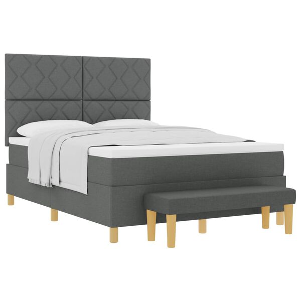 vidaXL Letto a molle con materasso Grigio scuro 160 x 200 cm Tessuto
