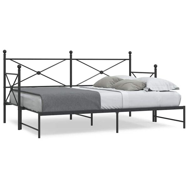 vidaXL Divano Letto Estraibile senza Materasso Nero 75x190 cm Acciaio