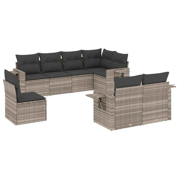 vidaXL Set Divano da Giardino 8pz con Cuscini Grigio Chiaro Polyrattan