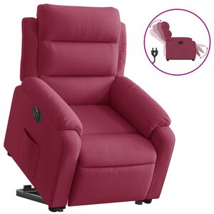 vidaXL Poltrona Alzapersona Reclinabile Elettrica Rosso Vino Velluto