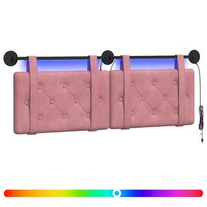 vidaXL Testiera sospesa Con luce LED Rosa Velluto