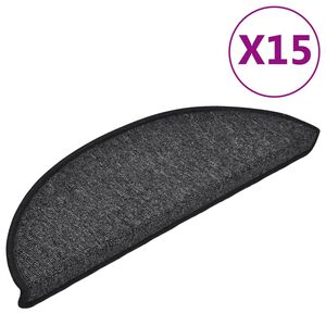 vidaXL Tappetini per scale 15 pz 56x17x3 cm Antracite Semicircolari