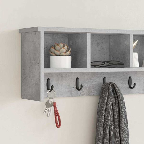 vidaXL Appendiabiti a muro Grigio cemento 100 x 16 x 26 cm