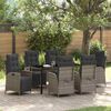 vidaXL Set da Pranzo per Giardino con cuscino 7 pcs Grigio polyrattan