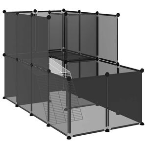vidaXL Gabbia per Piccoli Animali Nera 142x74x93 cm in PP e Acciaio