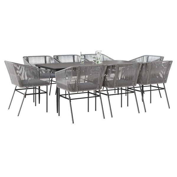vidaXL Set da Pranzo da Giardino 9 pz con Cuscini Polyrattan Vetro