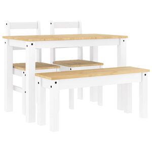 vidaXL Set da Pranzo 4 pz PANAMA Bianco in Legno Massello di Pino